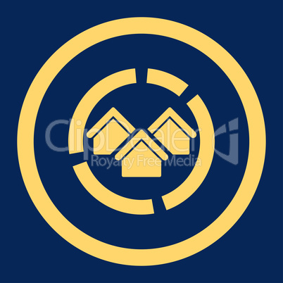 Realty diagram flat yellow color rounded glyph icon