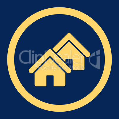 Realty flat yellow color rounded glyph icon