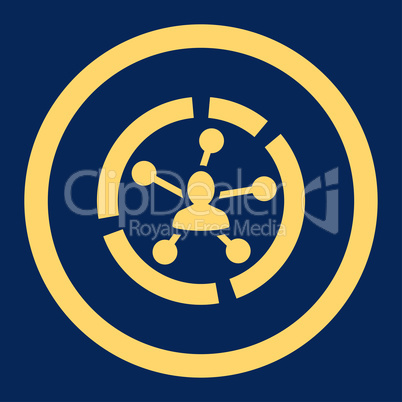 Relations diagram flat yellow color rounded glyph icon