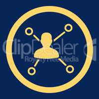 Relations flat yellow color rounded glyph icon