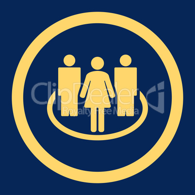 Society flat yellow color rounded glyph icon