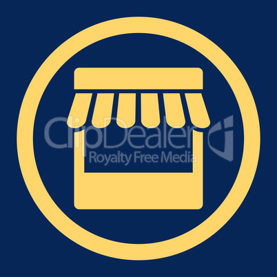 Store flat yellow color rounded glyph icon