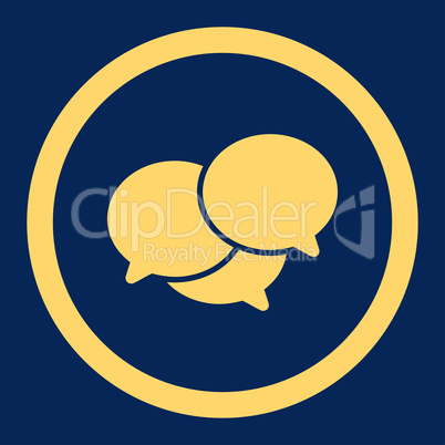 Webinar flat yellow color rounded glyph icon