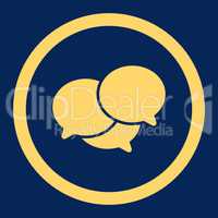 Webinar flat yellow color rounded glyph icon