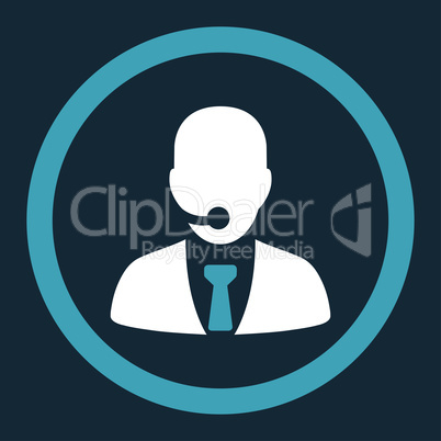 Call center operator flat blue and white colors rounded glyph icon