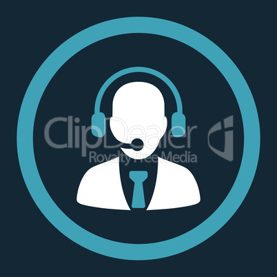 Call center flat blue and white colors rounded glyph icon