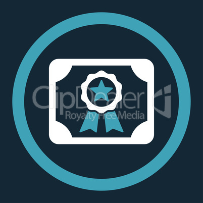 Certificate flat blue and white colors rounded glyph icon