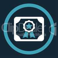 Certificate flat blue and white colors rounded glyph icon