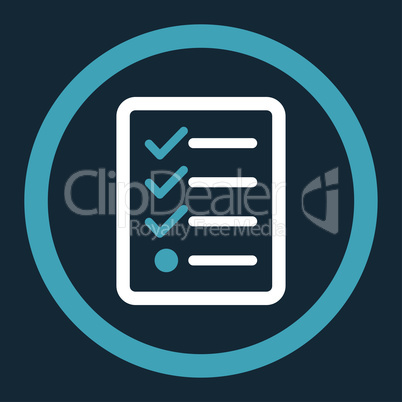 Checklist flat blue and white colors rounded glyph icon