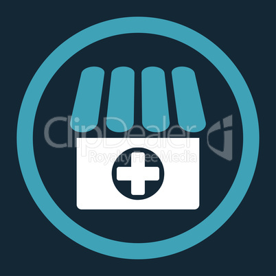 Drugstore flat blue and white colors rounded glyph icon