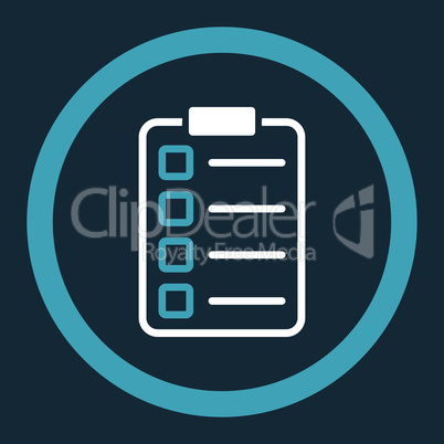 Examination flat blue and white colors rounded glyph icon