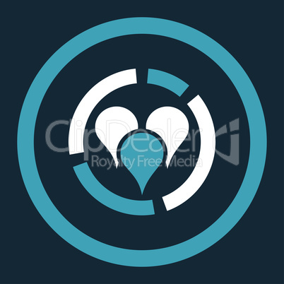 Geo diagram flat blue and white colors rounded glyph icon