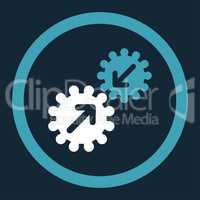 Integration flat blue and white colors rounded glyph icon