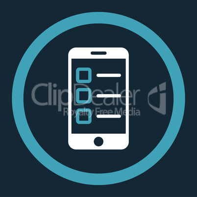 Mobile test flat blue and white colors rounded glyph icon