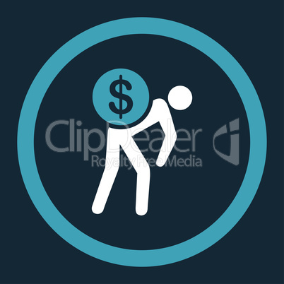 Money courier flat blue and white colors rounded glyph icon
