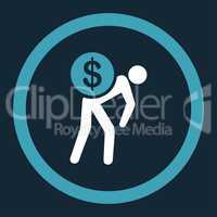 Money courier flat blue and white colors rounded glyph icon