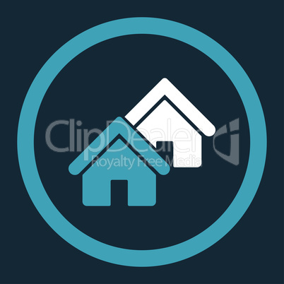 Realty flat blue and white colors rounded glyph icon