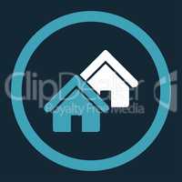 Realty flat blue and white colors rounded glyph icon