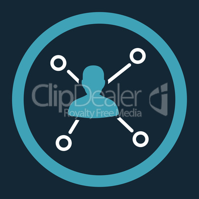 Relations flat blue and white colors rounded glyph icon