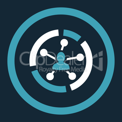 Relations diagram flat blue and white colors rounded glyph icon