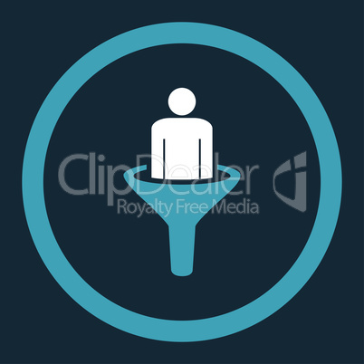 Sales funnel flat blue and white colors rounded glyph icon