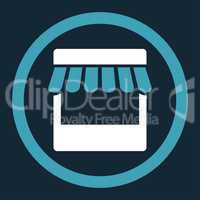 Store flat blue and white colors rounded glyph icon
