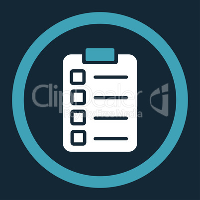 Test task flat blue and white colors rounded glyph icon