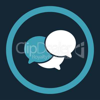 Webinar flat blue and white colors rounded glyph icon