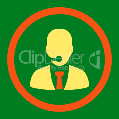 Call center operator flat orange and yellow colors rounded glyph icon