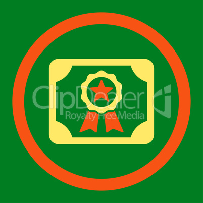 Certificate flat orange and yellow colors rounded glyph icon