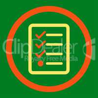 Checklist flat orange and yellow colors rounded glyph icon