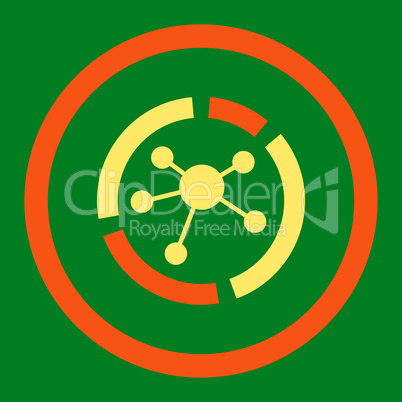 Connections diagram flat orange and yellow colors rounded glyph icon