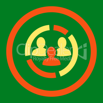 Demography diagram flat orange and yellow colors rounded glyph icon