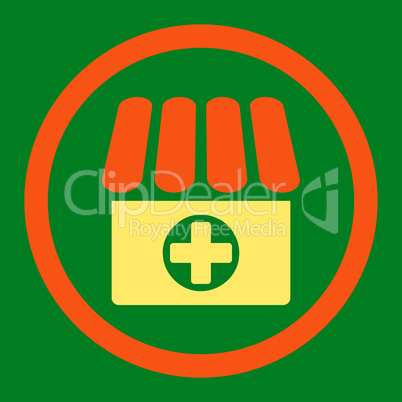 Drugstore flat orange and yellow colors rounded glyph icon