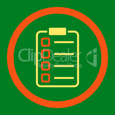 Examination flat orange and yellow colors rounded glyph icon
