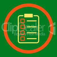 Examination flat orange and yellow colors rounded glyph icon
