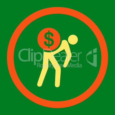 Money courier flat orange and yellow colors rounded glyph icon