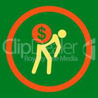 Money courier flat orange and yellow colors rounded glyph icon