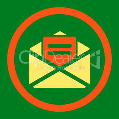 Open mail flat orange and yellow colors rounded glyph icon