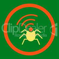 Radio spy bug flat orange and yellow colors rounded glyph icon