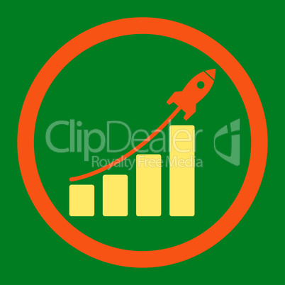 Startup sales flat orange and yellow colors rounded glyph icon