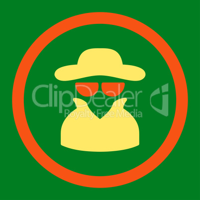 Spy flat orange and yellow colors rounded glyph icon