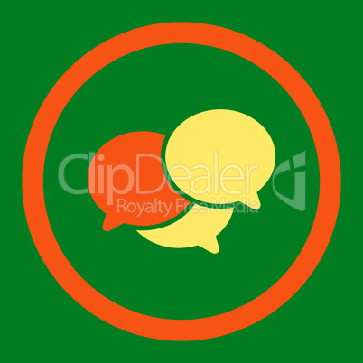 Webinar flat orange and yellow colors rounded glyph icon