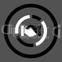 Acquisition diagram flat black and white colors rounded glyph icon