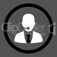 Call center operator flat black and white colors rounded glyph icon