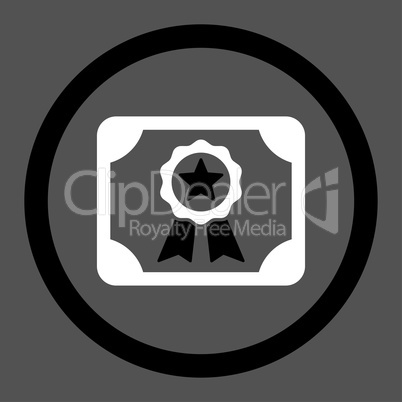 Certificate flat black and white colors rounded glyph icon