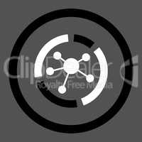 Connections diagram flat black and white colors rounded glyph icon