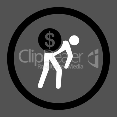 Money courier flat black and white colors rounded glyph icon