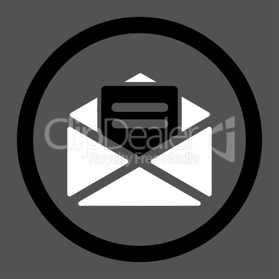 Open mail flat black and white colors rounded glyph icon