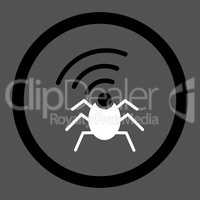 Radio spy bug flat black and white colors rounded glyph icon